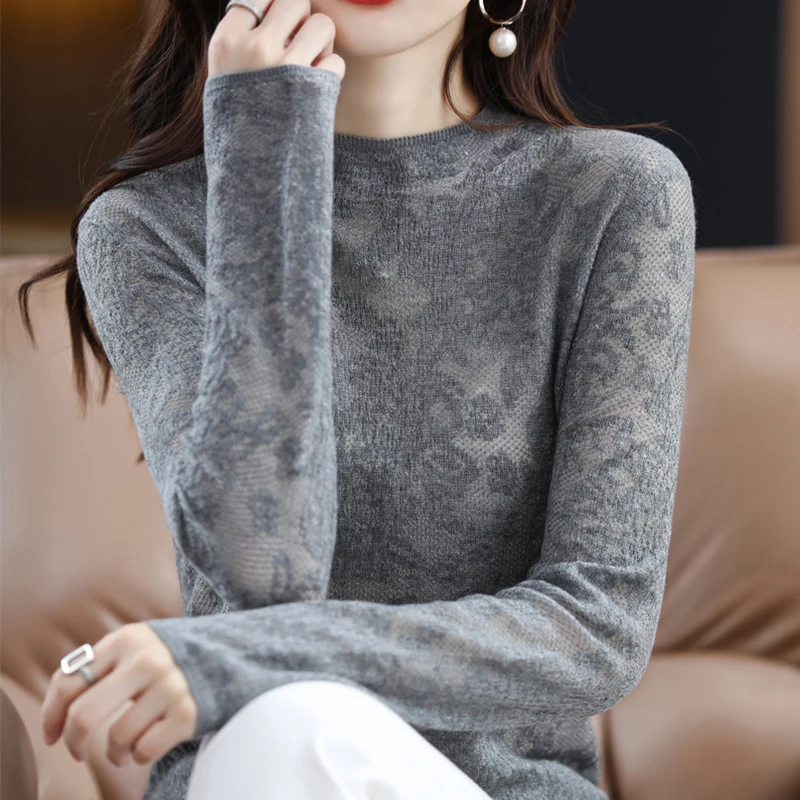 Новинка осени 2023, женский свитер, тонкие пуловеры с вырезами и длинным рукавом, рубашка, кружевные вязаные топы с полувысоким воротником
Новинка осени 2023, женский свитер, тонкие пуловеры с вырезами и длинным рукавом, рубашка, кружевные вязаные топы с полувысоким воротником