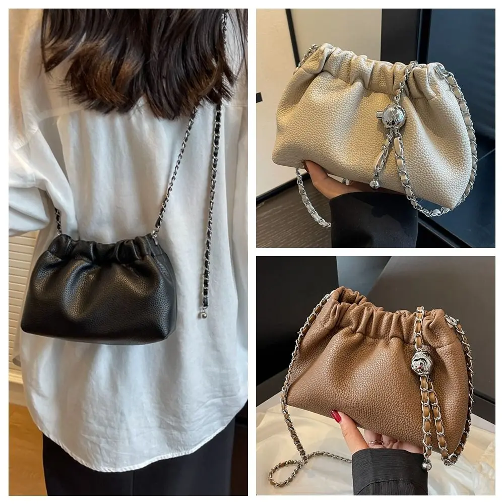 Pu Leather Chain Cloud Fold Bag Simple Gold Ball Chain Crossbody Bag Bucket Bag Messenger bag Girls
Pu Leather Chain Cloud Fold Bag Simple Gold Ball Chain Crossbody Bag Bucket Bag Messenger bag Girls