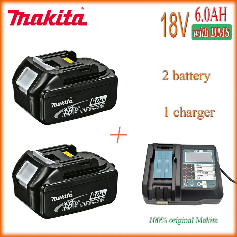 Makita 100% Original Rechargeable Power Tool Battery, Replaceable LED Lithium-ion, 6.0 Ah 18V LXT BL1860B BL1860BL1850+Charger
Makita 100% Original Rechargeable Power Tool Battery, Replaceable LED Lithium-ion, 6.0 Ah 18V LXT BL1860B BL1860BL1850+Charger