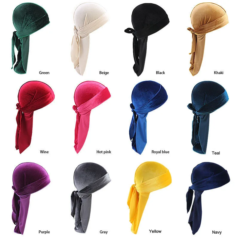 Unisex Long Men Women Velvet Breathable Bandana Hat Durag do doo du rag long tail headwrap chemo cap Solid Color Headwear 2021 
Unisex Long Men Women Velvet Breathable Bandana Hat Durag do doo du rag long tail headwrap chemo cap Solid Color Headwear 2021