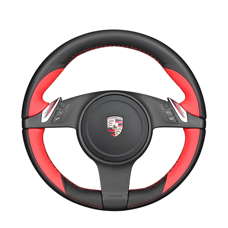 Кожаный чехол рулевого колеса ручной работы для Porsche Panamera Cayenne 2010-2016
Кожаный чехол рулевого колеса ручной работы для Porsche Panamera Cayenne 2010-2016
