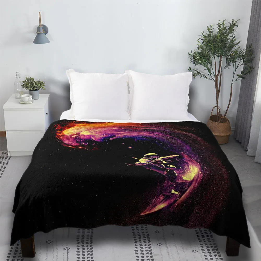 

Space Surfing Designer Bohemian Sublimation Flannel Bunk Beds Sofa Decorative Bed Throw Blanket