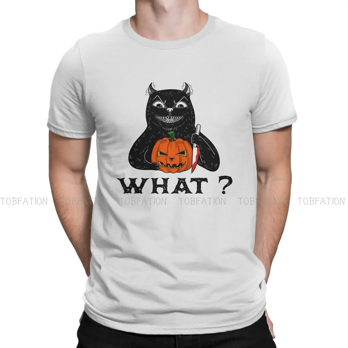 

Abominable Cat With A Knife футболка с круглым воротником Cat What Murderous Fabric Classic T Shirt Men Tops Fashion Big Sale