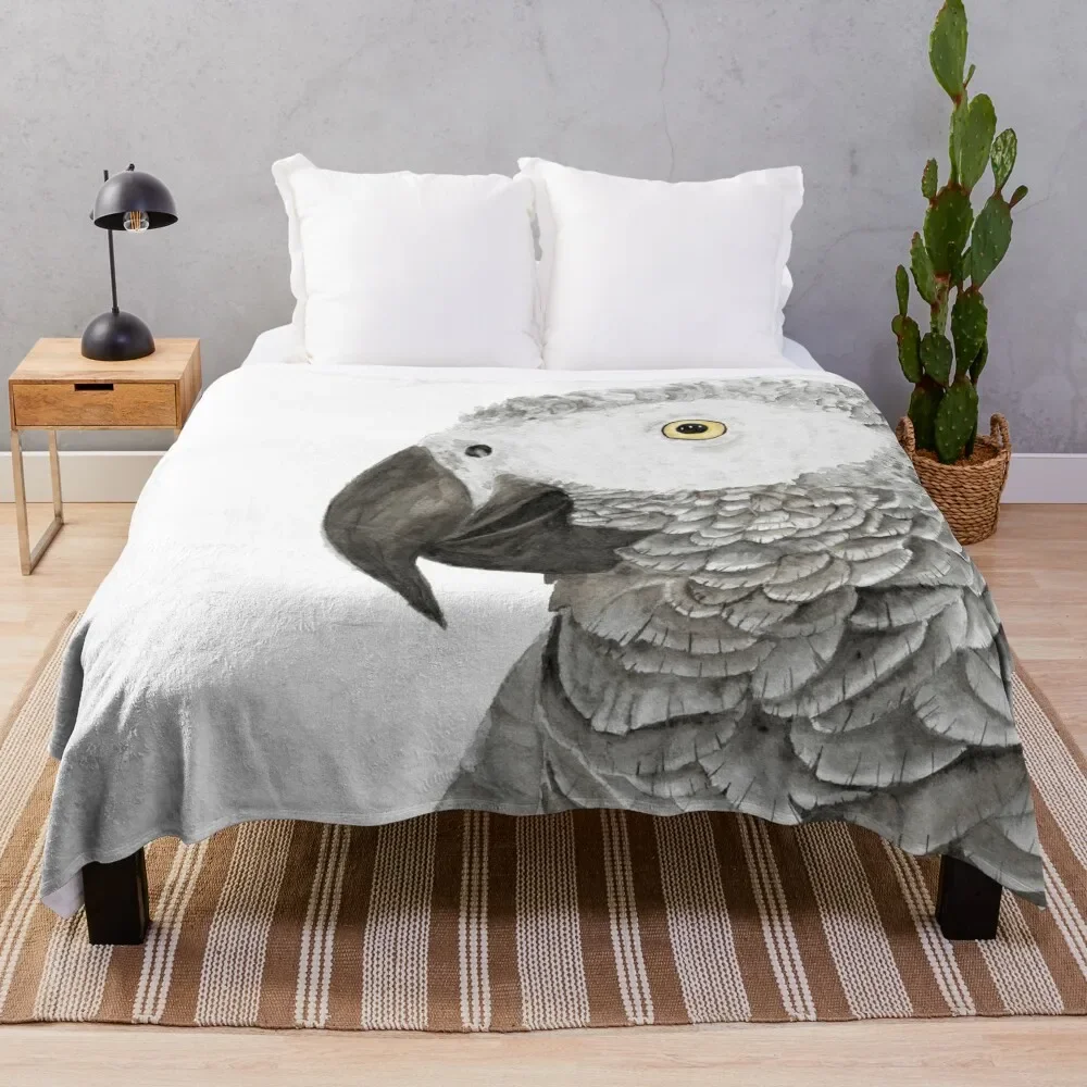

Серый попугай, Конго, Африканский таймнех, старые слова, птица, акварельный плед, одеяло, милое одеяло, идея для подарка на День святого Валентина, для дивана, тонкое