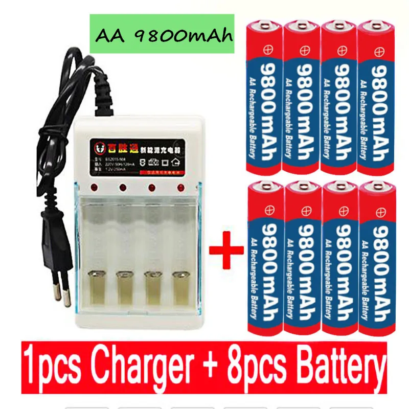 New Tag AA battery 9800 mah rechargeable battery AA 1.5 V. Rechargeable New Alcalinas drummey +1pcs 4-cell battery charger
New Tag AA battery 9800 mah rechargeable battery AA 1.5 V. Rechargeable New Alcalinas drummey +1pcs 4-cell battery charger