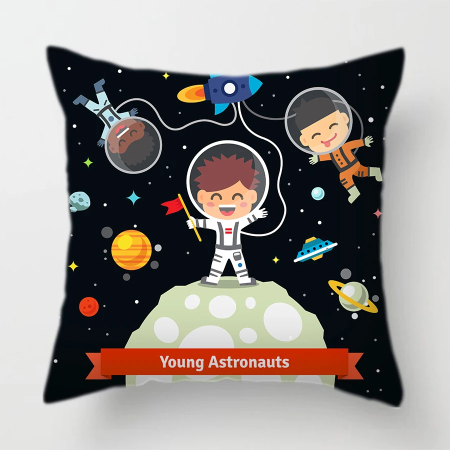 

Universe for Kids Sofa Decorative Cushions Cover Space Dream Astronaut Alien Throw Pillows Case Living Room Decor Gifts