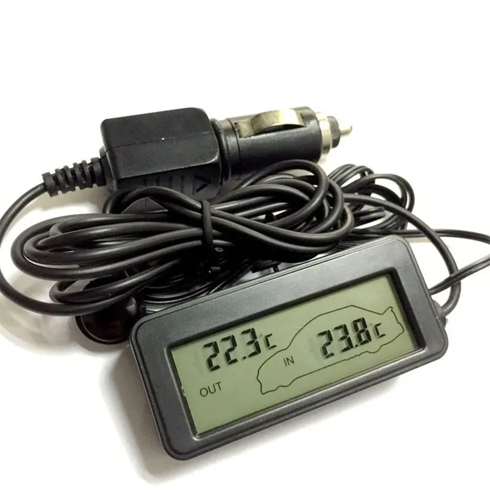 

Mini DC Backlit Inside/Outside Vehicles LCD Monitor Temperature Cable Sensor 12V Car Meter Thermometer