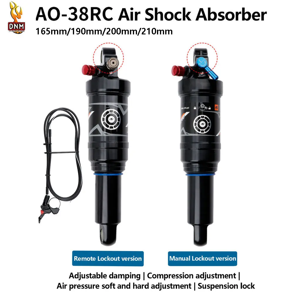 Mountain Bike Air Rear Shock Manual/Remote Lock Out - Rebound/Air Pressure Adjustable 165 190 200 210mm MTB Bicycle Suspension
Mountain Bike Air Rear Shock Manual/Remote Lock Out - Rebound/Air Pressure Adjustable 165 190 200 210mm MTB Bicycle Suspension