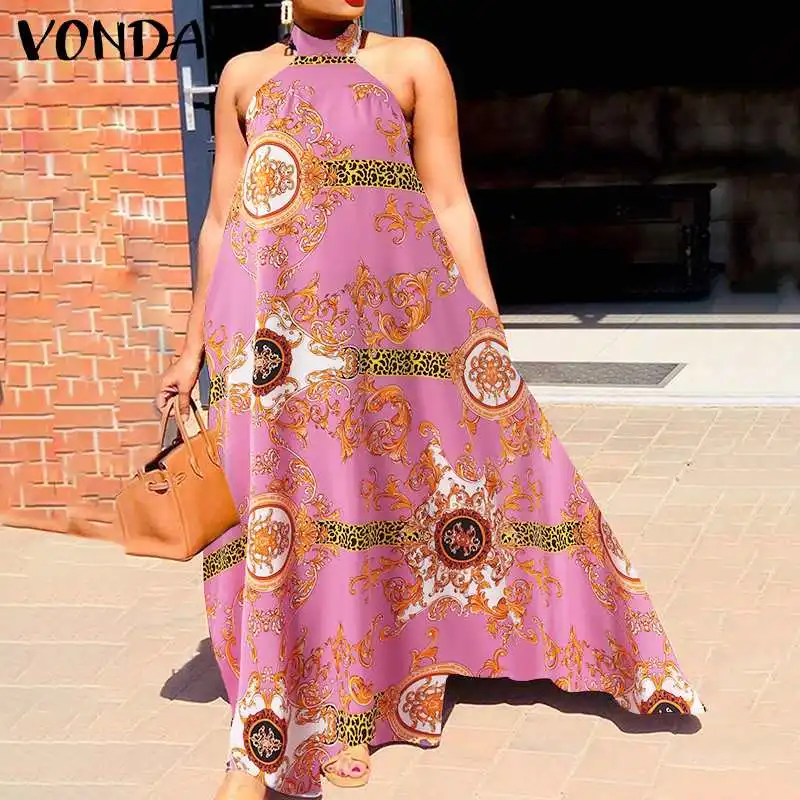 Printed Holiday Dress VONDA 2022 Women Vintage Sleeveless Off Shoulder Party Long Maxi Dress Vestido Oversize Robe Femme
Printed Holiday Dress VONDA 2022 Women Vintage Sleeveless Off Shoulder Party Long Maxi Dress Vestido Oversize Robe Femme