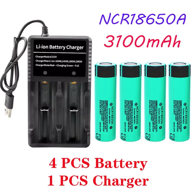 NEW 100% Original NCR18650A 3100mAh 3.7V 18650 Rechargeable Lithium li-ion Battery For Flashlight Laptop Batteries + USB charger
NEW 100% Original NCR18650A 3100mAh 3.7V 18650 Rechargeable Lithium li-ion Battery For Flashlight Laptop Batteries + USB charger