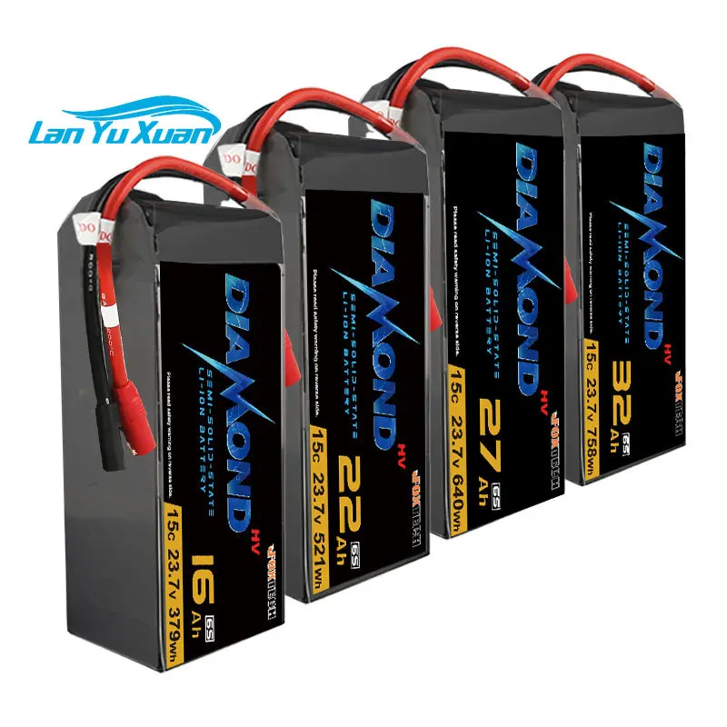 Foxtech Diamond HV Series Semi Solid State 6S 16000mAh 22000mAh 27000mAh 32000mAh Li-ion Drone UAV Battery for Aircraft VTOL
Foxtech Diamond HV Series Semi Solid State 6S 16000mAh 22000mAh 27000mAh 32000mAh Li-ion Drone UAV Battery for Aircraft VTOL