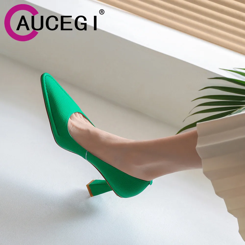 Aucegi Hot Sale White Black Pink Green High Heels Pumps Women Fashion Pointed Toe Office Party Work Dress Shoes Size 34-40
Aucegi Hot Sale White Black Pink Green High Heels Pumps Women Fashion Pointed Toe Office Party Work Dress Shoes Size 34-40