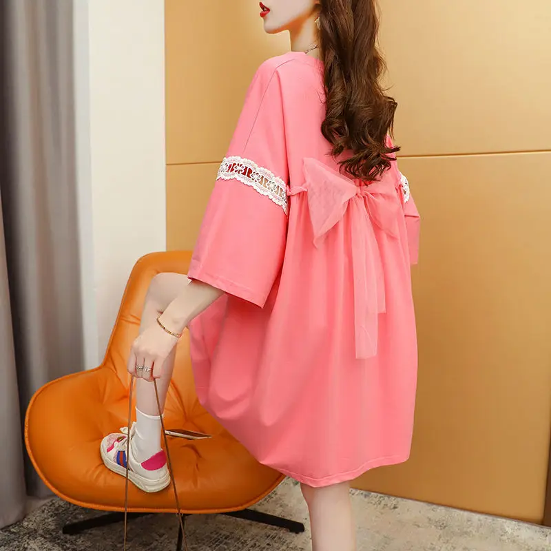 Summer Fat Sister Niche Design Loose Short Sleeve T-shirt Women's 2022 New Bow Top Large
Summer Fat Sister Niche Design Loose Short Sleeve T-shirt Women's 2022 New Bow Top Large