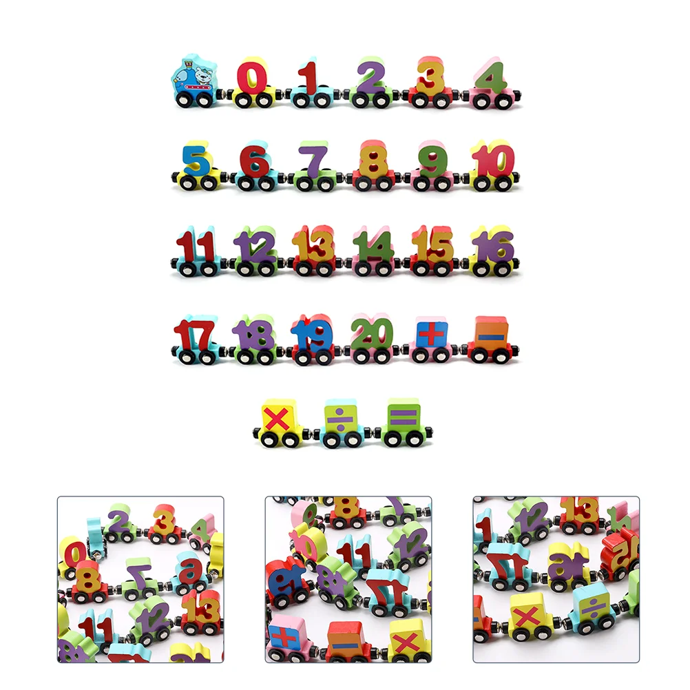 

27 Pcs Wood Building Blocks Digital Train Mathematics Toy Puzzle 6.5x5.5cm Number Assembly Wooden Colorful Toys Child