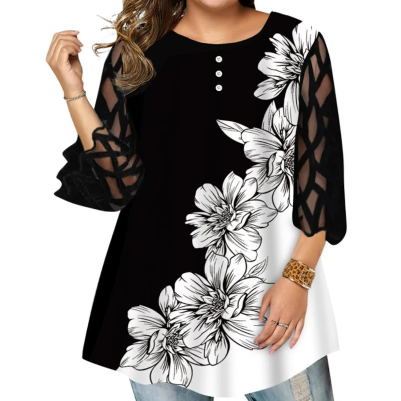 Women Shirt Elegant Comfortable Casual Lady Blouse Spring Summer Printing O-Neck Blouse Breathable Female Fashion Shirt Tops
Women Shirt Elegant Comfortable Casual Lady Blouse Spring Summer Printing O-Neck Blouse Breathable Female Fashion Shirt Tops