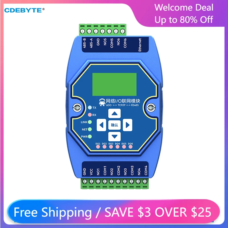 RS485 RJ45 Etherent Analog and Digital Acquisition Control 6DO CDEBYTE ME31-XXAX0060 ModBus TCP RTU I/O Networking Module
RS485 RJ45 Etherent Analog and Digital Acquisition Control 6DO CDEBYTE ME31-XXAX0060 ModBus TCP RTU I/O Networking Module