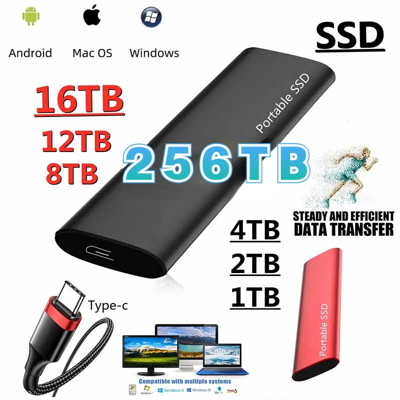 Portable 16TB SSD External Hard Drive Type-C USB 3.1 High Speed 64TB 8TB External Storage Hard Disks For Laptops/Windows/PC/ps5
Portable 16TB SSD External Hard Drive Type-C USB 3.1 High Speed 64TB 8TB External Storage Hard Disks For Laptops/Windows/PC/ps5