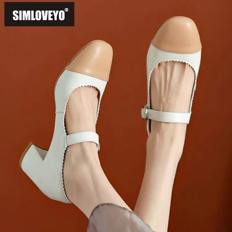 SIMLOVEYO Sheep Leather Ladies Pumps Round Toe Block High Heel 6cm Buckle Strap Mixed Color Elegant Dating Shoes For Women S4657
SIMLOVEYO Sheep Leather Ladies Pumps Round Toe Block High Heel 6cm Buckle Strap Mixed Color Elegant Dating Shoes For Women S4657