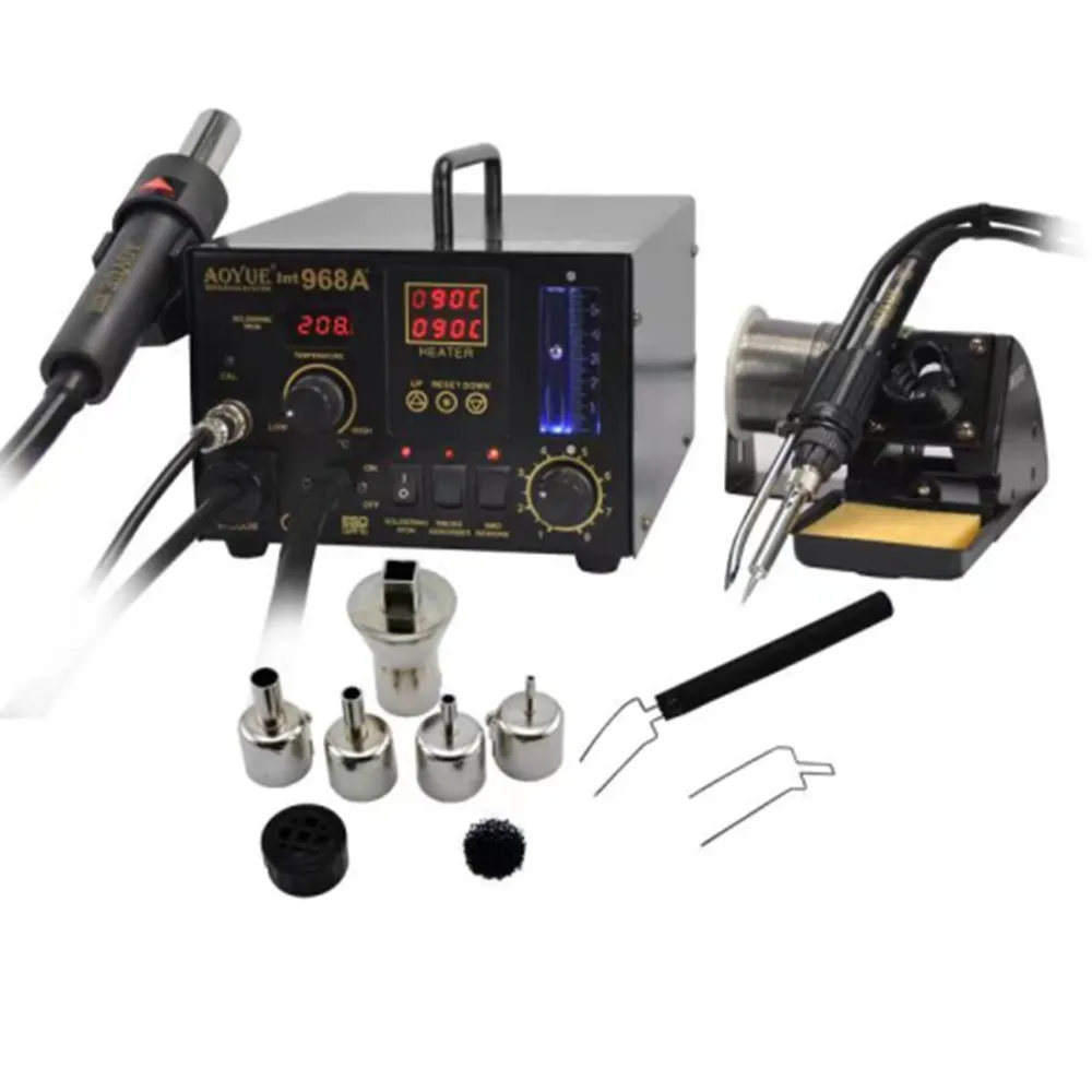 968A+ repairing dual-number display system hot air gun soldering iron welding table smoke absorber 3 in 1 tv repair
968A+ repairing dual-number display system hot air gun soldering iron welding table smoke absorber 3 in 1 tv repair