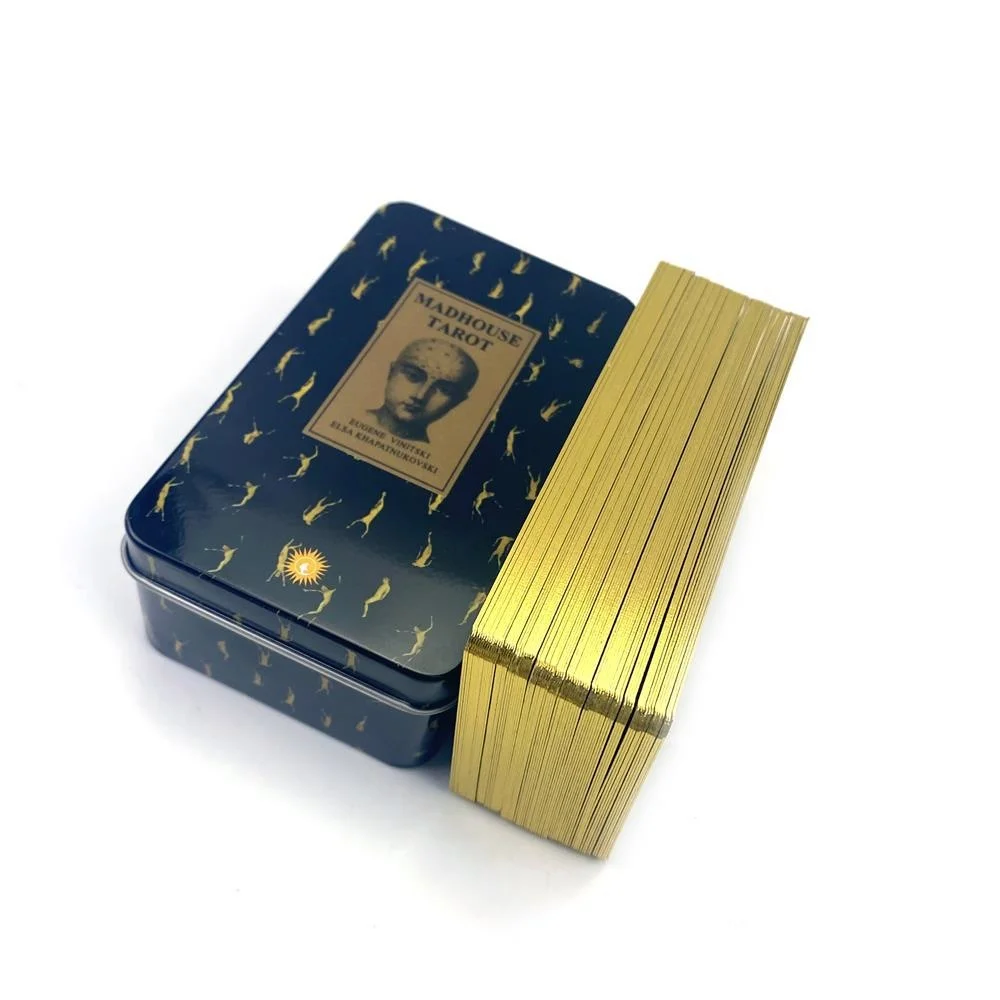 

Набор из 78 карт, Оловянная коробка для ТАРО с краями из золотой фольги, настольные игры для гадания