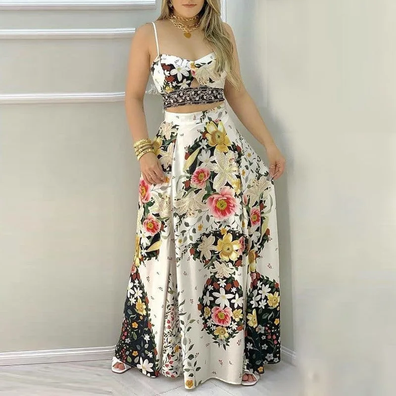 2023 Women's Summer Skirt 2-piece Fashion Elegant Halter Waist High Waist Long Skirt Set for Women
2023 Women's Summer Skirt 2-piece Fashion Elegant Halter Waist High Waist Long Skirt Set for Women