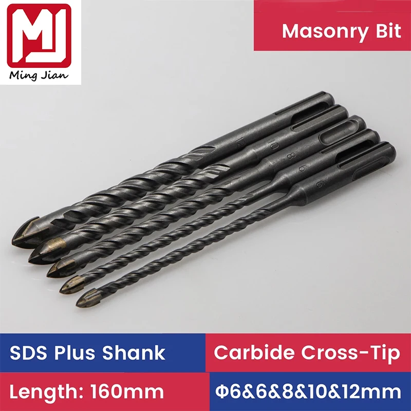 5 Pieces 160mm SDS Plus Masonry Drill Bits Set for Ceramic Tile Cross Carbide-Tipped Diameter-6mm&6mm&8mm&10mm&12mm 
5 Pieces 160mm SDS Plus Masonry Drill Bits Set for Ceramic Tile Cross Carbide-Tipped Diameter-6mm&6mm&8mm&10mm&12mm