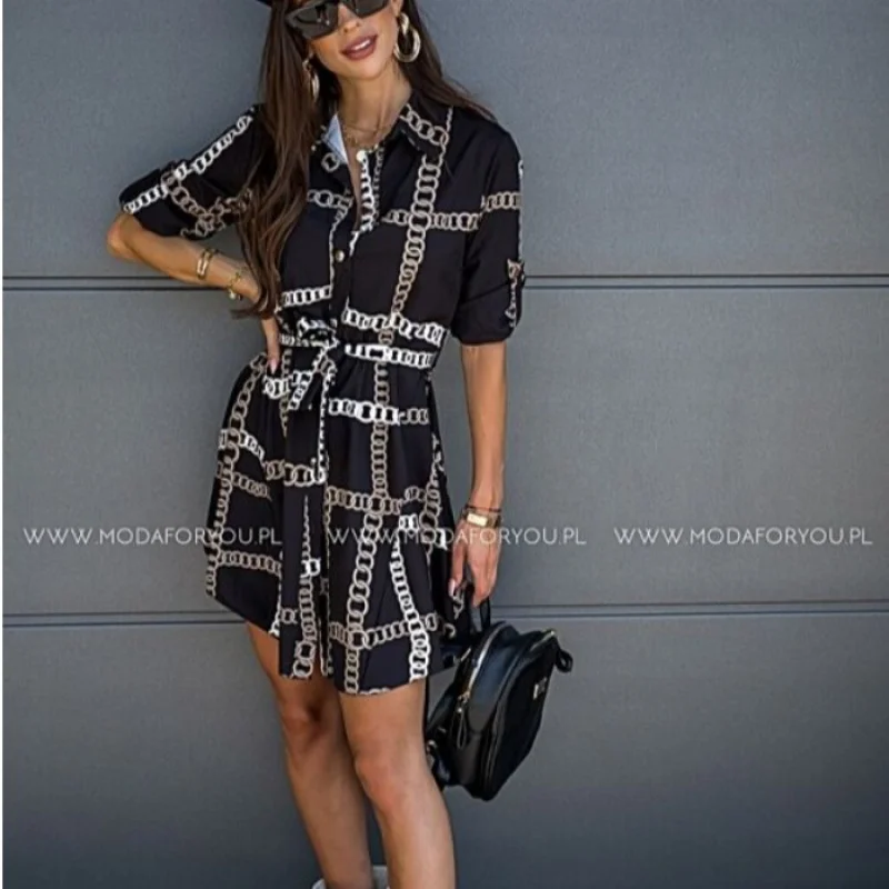 European and American Style Autumn and Winter NewPOLOCollar Single-Breasted Printed Shirt Dress Fashion Tie Long Sleeve DressDRE
European and American Style Autumn and Winter NewPOLOCollar Single-Breasted Printed Shirt Dress Fashion Tie Long Sleeve DressDRE