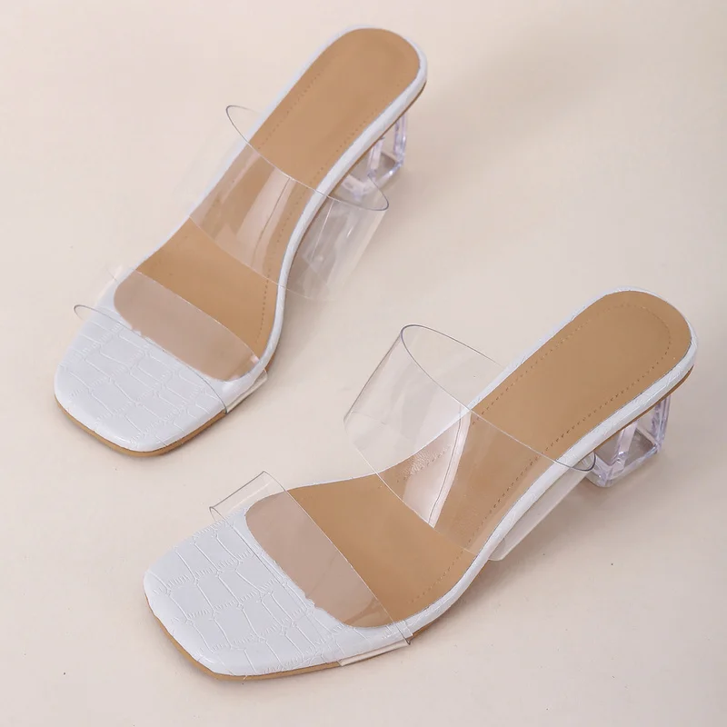 Summer Ladies' Slippers Transparent High Heels Clear Crystal Slides Mules Female Sandals Women Shoes Daily Peep Toe 
Summer Ladies' Slippers Transparent High Heels Clear Crystal Slides Mules Female Sandals Women Shoes Daily Peep Toe