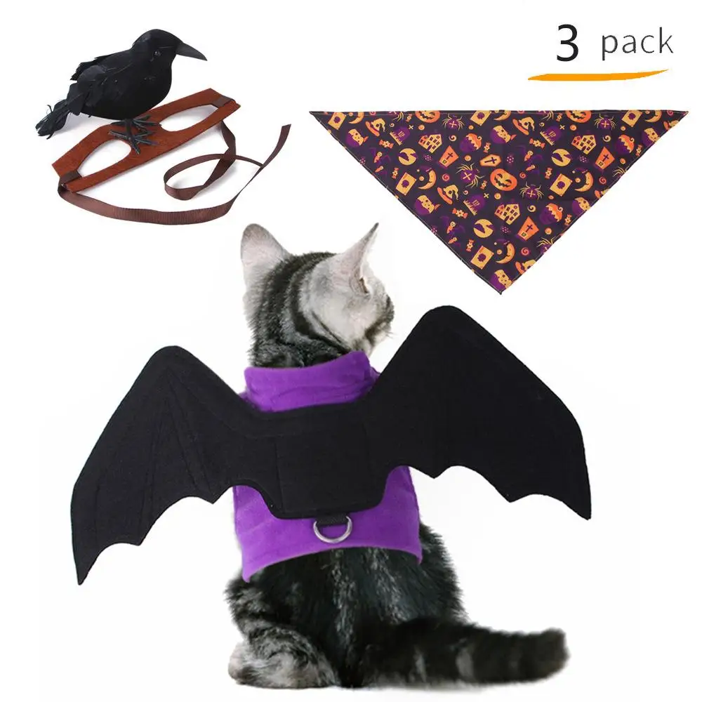 

Halloween Cat Clothes Black Bat Wings Harness Costume Set For Halloween Cosplay Halloween Cute Pet Party For Pet Supplies