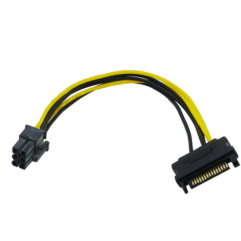 15Pin SATA to 6Pin Power Cable Adapter Connector 6 Pin PCI-E PCI Express Adapter Graphics Video Card Converter Cable HY981
15Pin SATA to 6Pin Power Cable Adapter Connector 6 Pin PCI-E PCI Express Adapter Graphics Video Card Converter Cable HY981