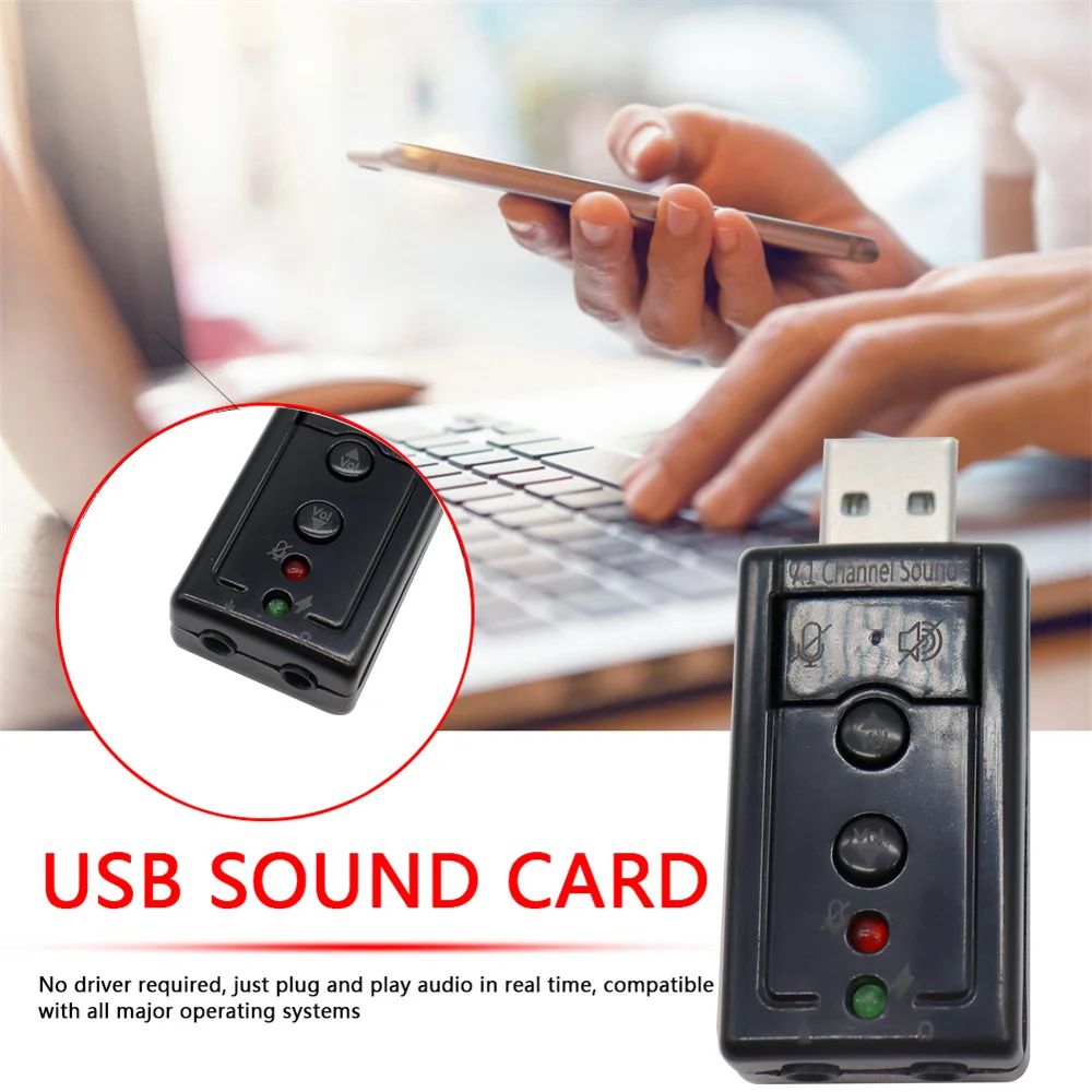 

10 Pçs/lote USB2.0 Externo USB Sound Card Virtual 7.1 Canais Estéreo De 3.5mm Fone De Ouvido Adaptador De Áudio Placa De Som New