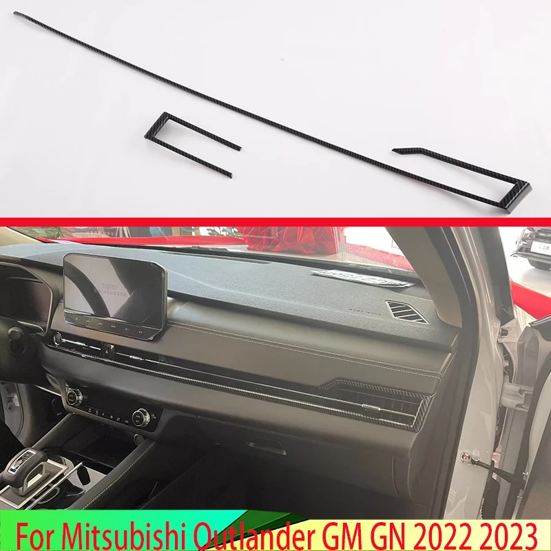 

For Mitsubishi Outlander GM GN 2022 2023 Carbon Fiber Style Air Vent Outlet Cover Dashboard Trim Bezel Frame Molding Garnish