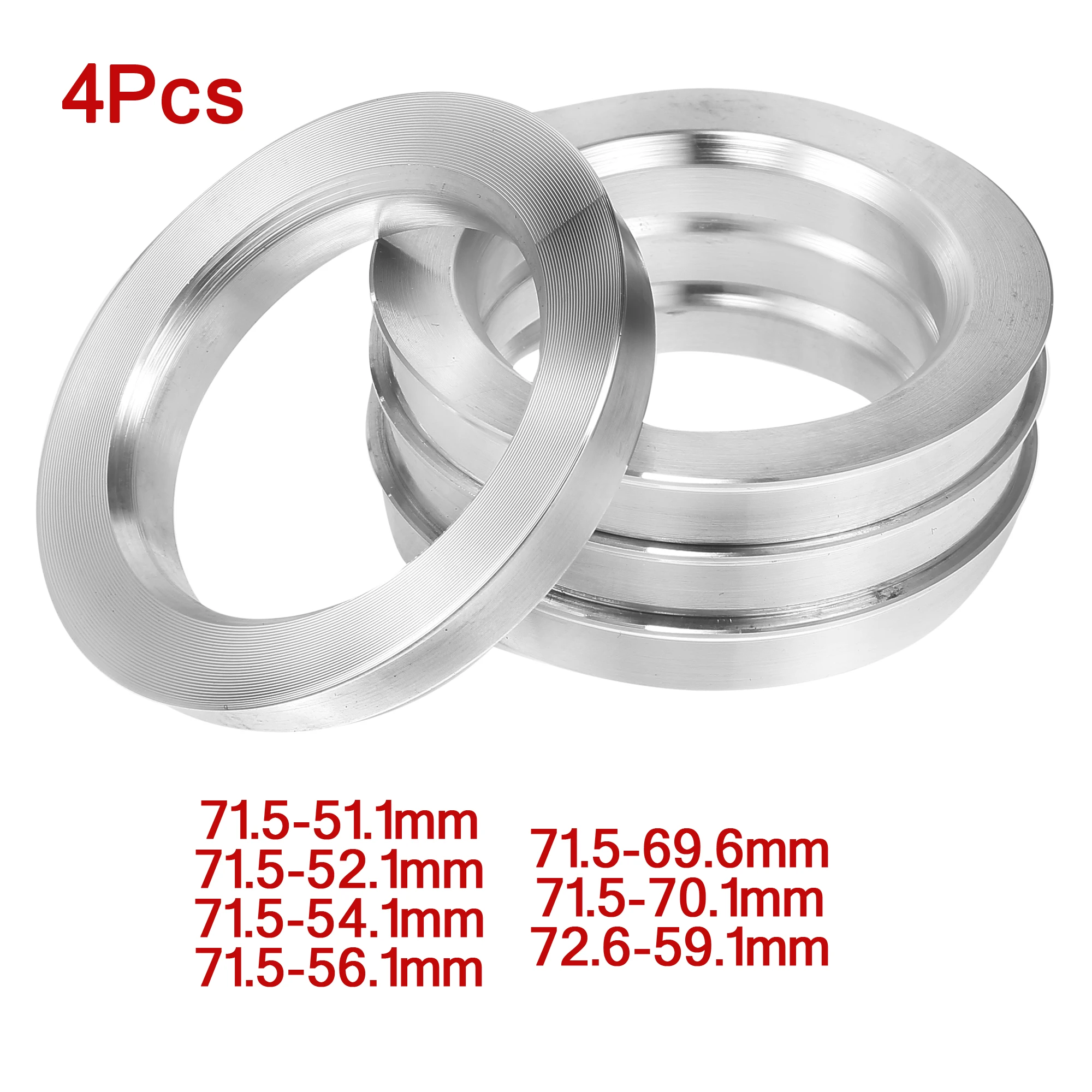 

X Autohaux 4pcs Aluminum Alloy Car Hub Centric Rings Wheel Bore Center Spacer 71.5-51.1-52.1-54.1-56.1-69.6-70.1-59.1mm