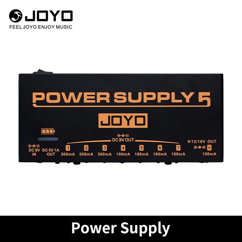 

JOYO JP-05 Guitar Effect Pedal Power Supply Build-in 4400mAh Rechargeable Battery 8 Outputs 9V/12V/18V Jacks & 5V/1A USB Port