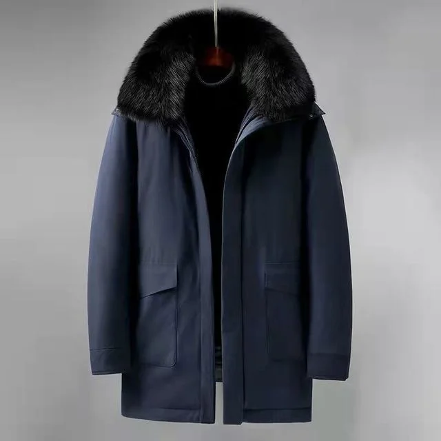 Luxury brand 2023 Liner Detachable Winter Middle-aged Jacket Real Fur Collar White Duck Down Coat Men Thicken Warm Hooded Overco
Luxury brand 2023 Liner Detachable Winter Middle-aged Jacket Real Fur Collar White Duck Down Coat Men Thicken Warm Hooded Overco