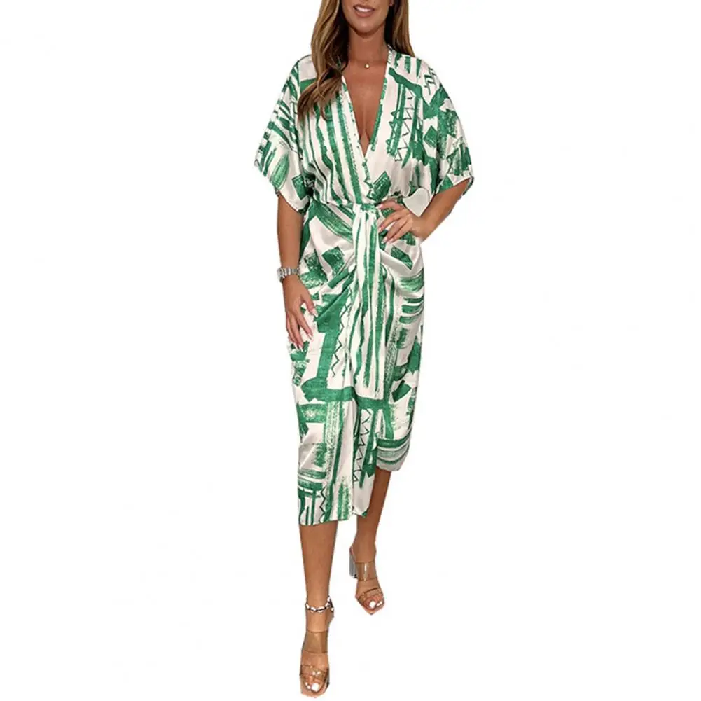 Women Dress Deep V Neck Contrast Color Half Sleeve High Waist Irregular Loose Printed Mid-calf Length Dress vestidos para mujer
Women Dress Deep V Neck Contrast Color Half Sleeve High Waist Irregular Loose Printed Mid-calf Length Dress vestidos para mujer