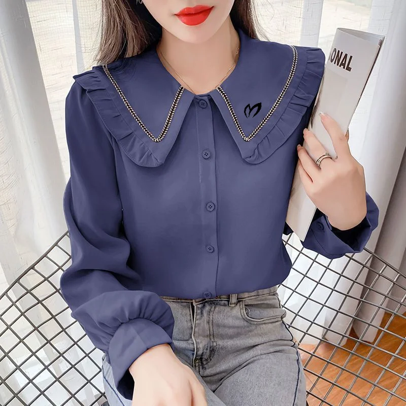 2023 New Spring and Autumn Commuter Simple Bright Thread Doll Neck Long Sleeve Button Cardigan Casual Solid Color Women's Shirt
2023 New Spring and Autumn Commuter Simple Bright Thread Doll Neck Long Sleeve Button Cardigan Casual Solid Color Women's Shirt