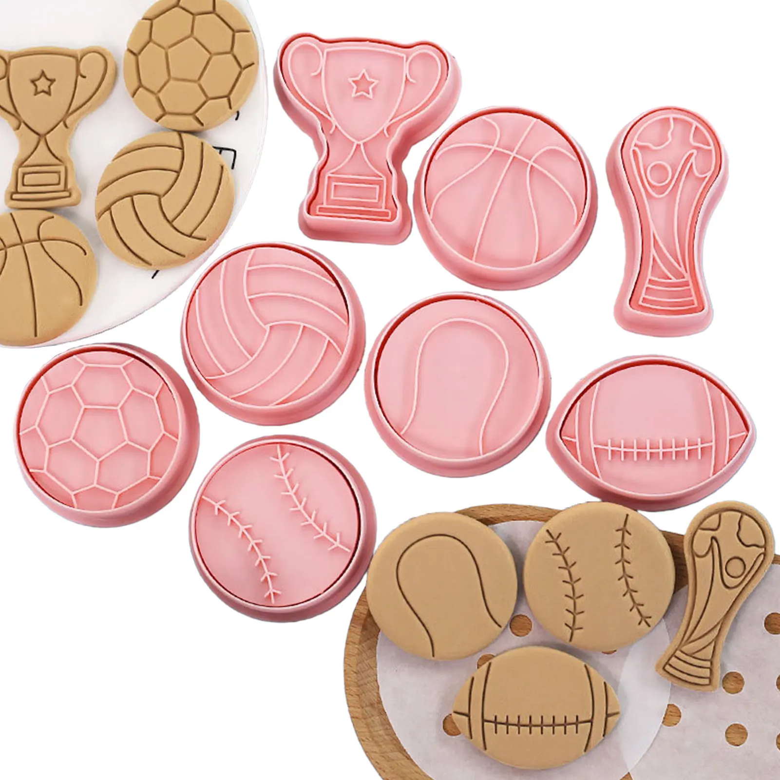 3D Cookie Cutter 8 Pieces Sports Topic Biscuit Cutter For Kid Embossing Cutter With Plunger Stamp Family DIY Football Basketball
3D Cookie Cutter 8 Pieces Sports Topic Biscuit Cutter For Kid Embossing Cutter With Plunger Stamp Family DIY Football Basketball