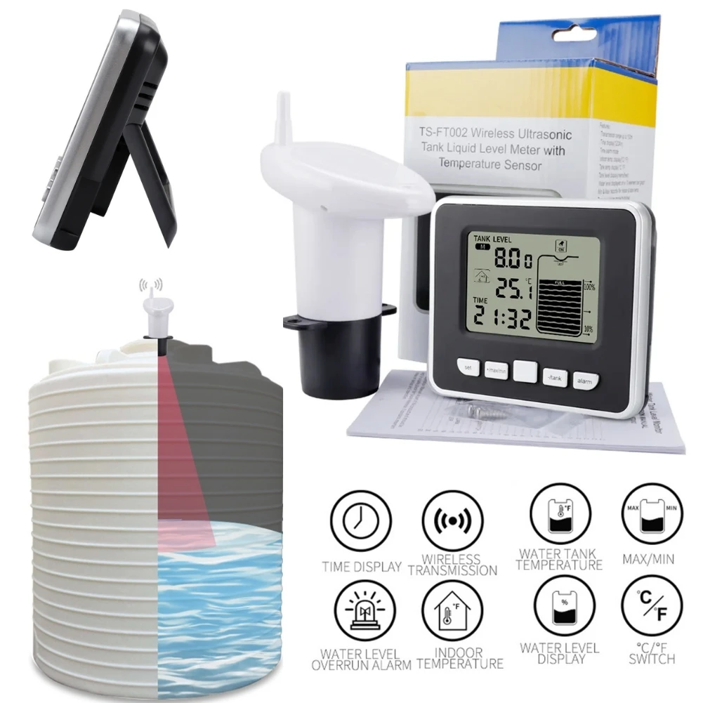 Time Transmitter Tank Flow Meter Sensor Monitor Depth Kit Measuring Level Water Liquid Wireless Ultrasonic Alarm
Time Transmitter Tank Flow Meter Sensor Monitor Depth Kit Measuring Level Water Liquid Wireless Ultrasonic Alarm