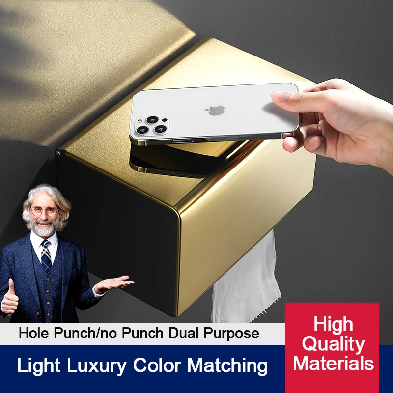 Light Luxury Tissue Box Punch-free Roll Paper Box Waterproof Stainless Steel Household Items Phone Holder Suitable for Bathroom
Light Luxury Tissue Box Punch-free Roll Paper Box Waterproof Stainless Steel Household Items Phone Holder Suitable for Bathroom