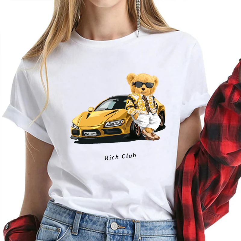Funny Car Bear Print Tshirt Female Fashion Cartoon Harajuku Casual T-shirt Female Summer Short Sleeved Tops Tees Unisex T Shirt
Funny Car Bear Print Tshirt Female Fashion Cartoon Harajuku Casual T-shirt Female Summer Short Sleeved Tops Tees Unisex T Shirt