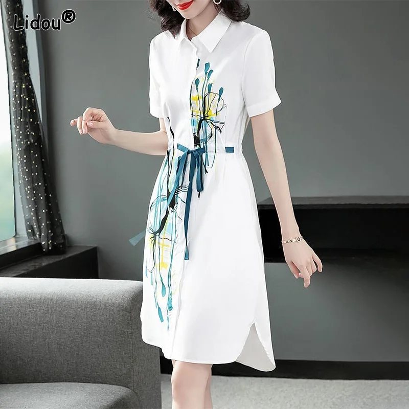 2022 Vintage Printed Drawstring 4XL Dress Summer Chiffon Office Lady Lapel Midi Dresses Women Elegant Comfortable Loose Vestidos
2022 Vintage Printed Drawstring 4XL Dress Summer Chiffon Office Lady Lapel Midi Dresses Women Elegant Comfortable Loose Vestidos