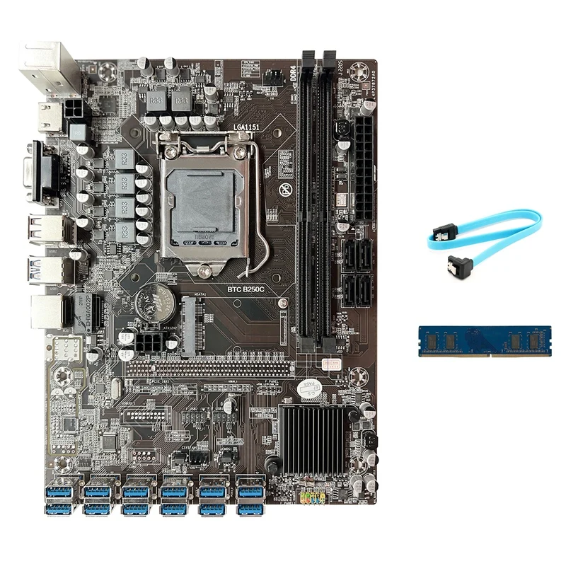 B250C BTC Mining Motherboard 12X PCIE To USB3.0 GPU Slot LGA1151 Miner Motherboard+DDR4 8GB 2133Mhz RAM+SATA Cable
B250C BTC Mining Motherboard 12X PCIE To USB3.0 GPU Slot LGA1151 Miner Motherboard+DDR4 8GB 2133Mhz RAM+SATA Cable