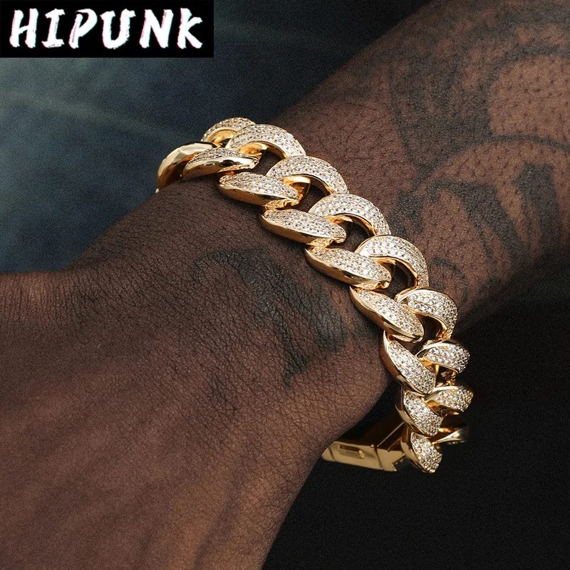 Mans Gold Color Miami Cuban Link Bracelet Iced Out Hip Hop Jewelry Micro Paved CZ Rapper Chain For Women
Mans Gold Color Miami Cuban Link Bracelet Iced Out Hip Hop Jewelry Micro Paved CZ Rapper Chain For Women