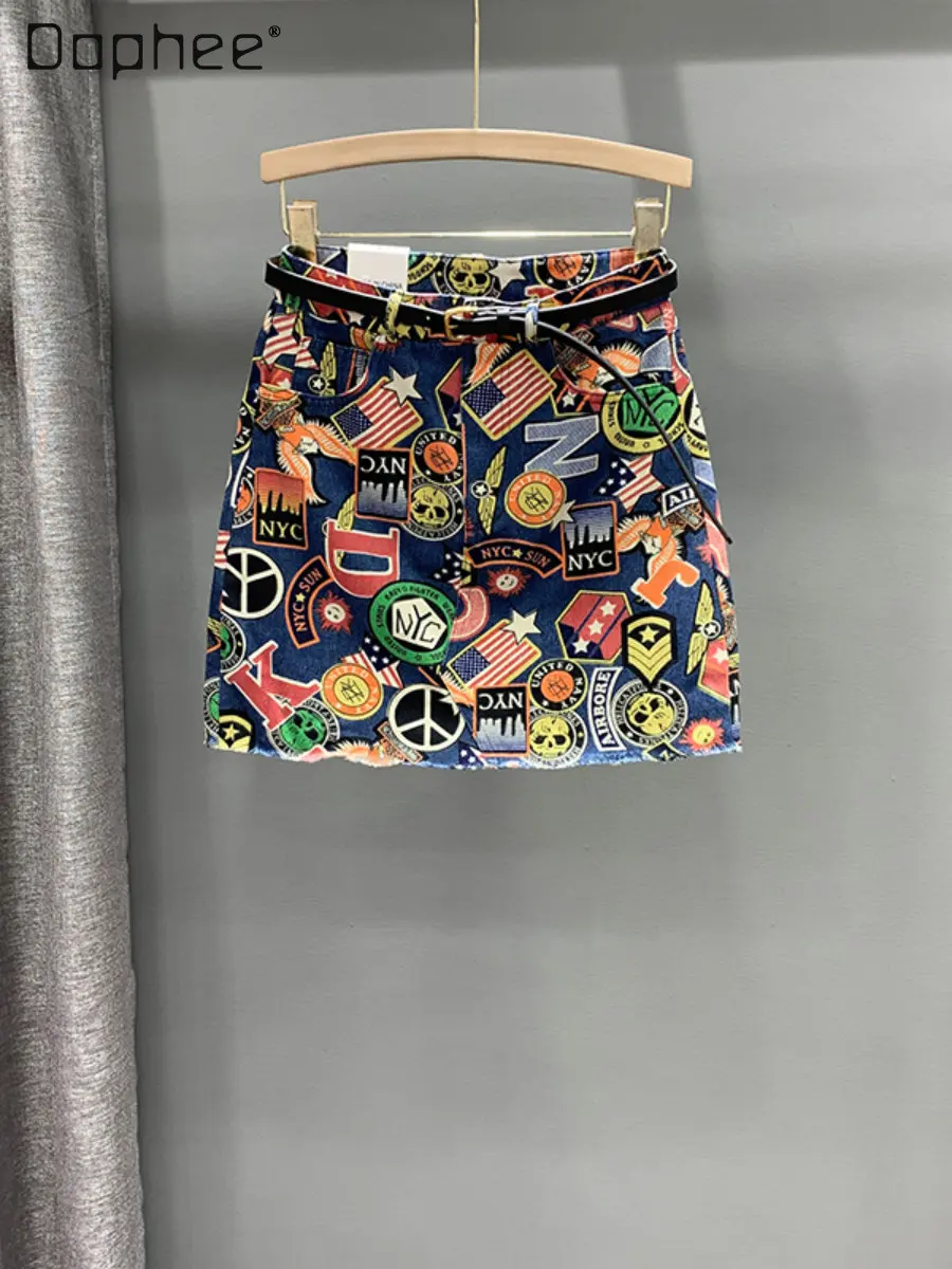 Fashion Graffiti Printing Denim Skirt Women's 2023 Summer New High Waist Slimming Sheath Jean Skirt Korean Fashion Clothing
Fashion Graffiti Printing Denim Skirt Women's 2023 Summer New High Waist Slimming Sheath Jean Skirt Korean Fashion Clothing