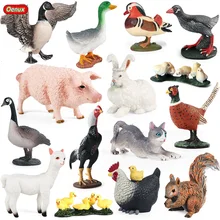 Oenux Simulation Farm Animals Model Hen Duck Goose Pig Sheep Cat Action Figures Poultry Cake Toppers PVC Mini Cute Kids Gift Toy