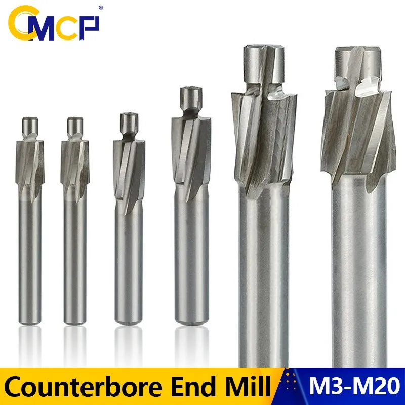 CMCP 1pc HSS Counterbore End Mill M3.2-M20 4 Flute Pilot Slotting Bit Counterbore Mill Milling Cutter for Wood/Metal Drilling
CMCP 1pc HSS Counterbore End Mill M3.2-M20 4 Flute Pilot Slotting Bit Counterbore Mill Milling Cutter for Wood/Metal Drilling