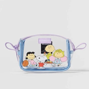 Kawaii Snoopy Storage Bag Cute Printing Transparent Cosmetic Bag Cartoon Jelly Bag Girls Silicone Portable Storage Bag