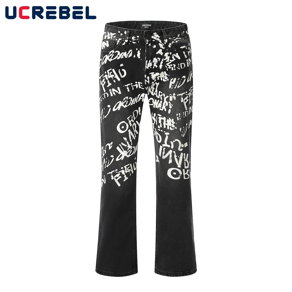 Letter Print Denim Pants Mens Streetwear Washed Black Flared Pants Hip Hop Trousers Men
Letter Print Denim Pants Mens Streetwear Washed Black Flared Pants Hip Hop Trousers Men