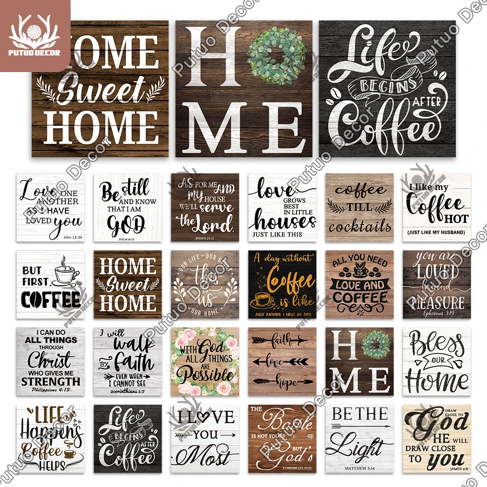 Putuo Decor Home Square Shape Wood Sign Coffee Sign Rustic Wooden Plaque Bible for Home Decoration Cafe Room Wall Decor Gift
Putuo Decor Home Square Shape Wood Sign Coffee Sign Rustic Wooden Plaque Bible for Home Decoration Cafe Room Wall Decor Gift